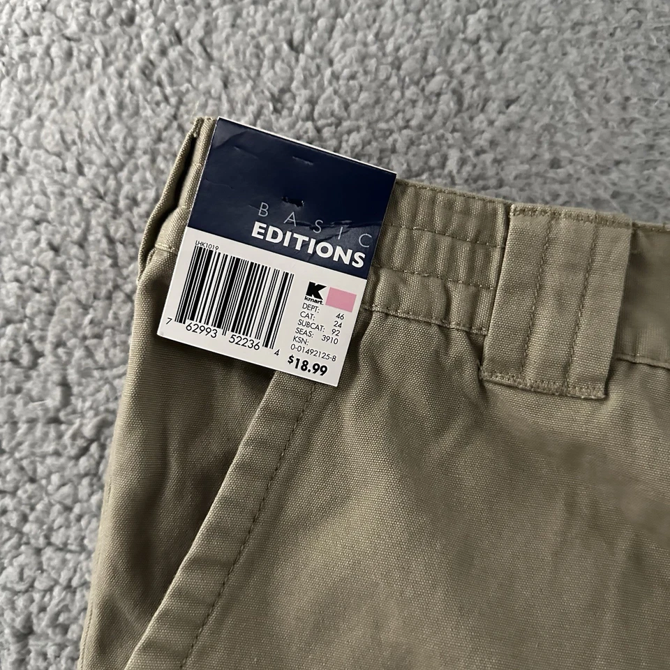 Basic Editions Womens Shorts Beige Size 4X Cargo Elastic Waist 100% Cotton - Image 4 of 4