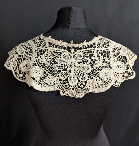2 Victorian / Edwardian Antique Fashion Lace Collars - Schiffli ? - Picture 2 of 21