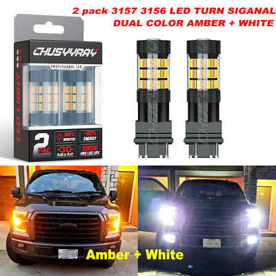 Switchback LED Turn Signal Light for Toyota Sienna 05-2020 3157 Bulb Amber+white