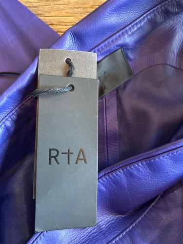 RTA Aurora Leather One Shoulder Mini Dress Purple Stumper Womens Size 4 - Picture 9 of 10