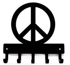 PEACE sign key rack with 5 Hooks - Made in USA