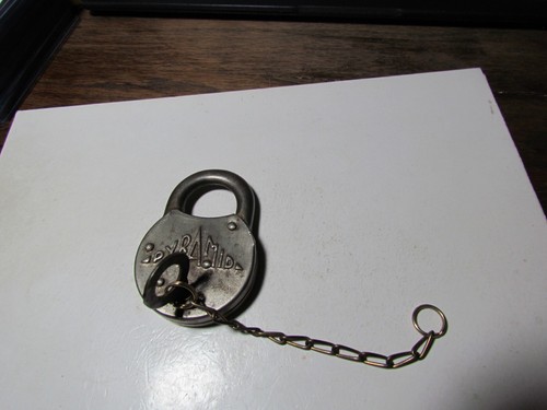 Antique Pyramid padlock w/ key old vintage lock tool box chest trunk cabinet