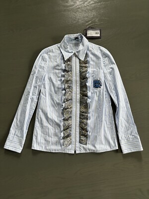 Prada Collared Ruffle Zipper Shirt | eBay