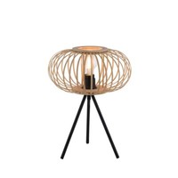 Tischlampe Nachttischlampe Tischleuchte Natur Holz Wohnzimmerlampe H 41 Cm