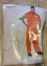 Orange Prison Jumpsuit Prisoner Convict Costume Mens Adult NEW Underwraps 2XL