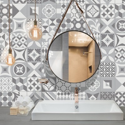 Smart Tile Vintage Gallo Mosaic Gray White Peel and Stick Backsplash Diy