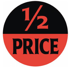 1.5  Round 1/2 Half Price LABELS 1000 PER ROLL GREAT