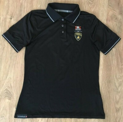 X-Bionic for Lamborghini womens lady Black short sleeve travel polo shirt size S