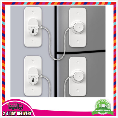 Child Safety Lock, No-Drill, 360° Swivel Cable, Keyed Alike, Strong Adhesive
