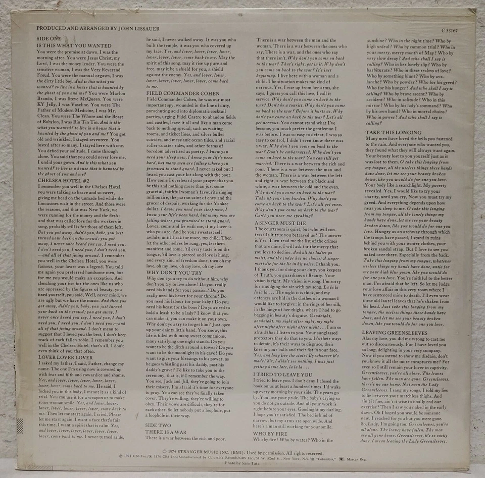 Leonard Cohen - New Skin for the Old Ceremony 1974 Stranger LP MINT SEALED RARE Foto 2 de 4