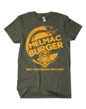 Melmac Burger T-Shirt Oliv Orange  Melmac,Alf,Gordon Shumway,Fun,Kult,80er