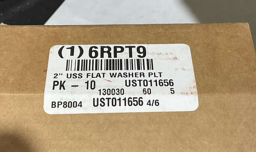 Steel Flat washer, zinc plated fastener finish, fits bolt size 2in-image