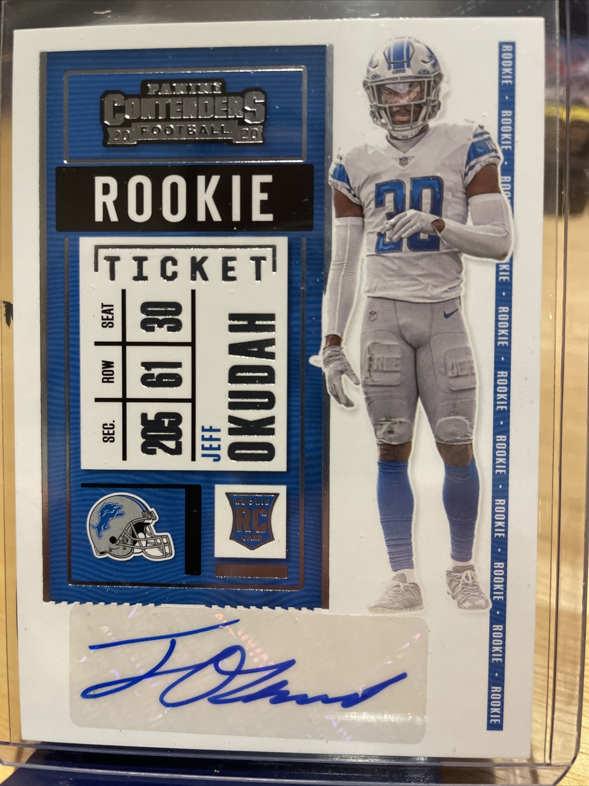 2020 Panini Contenders NFL Jeff Okudah RC Auto Rookie Ticket Variation #143