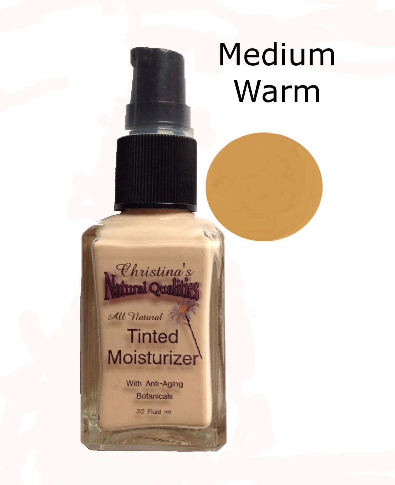 Tinted Moisturizer All Natural Herbal Liquid Foundation - 1oz. Medium Warm