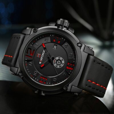 NAVIFORCE Luxury Brand Sport Quartz Leather Waterproof Male Wristwatch