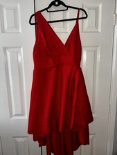 asos design red self stripe one shoulder fold detail prom midi dress Size 16