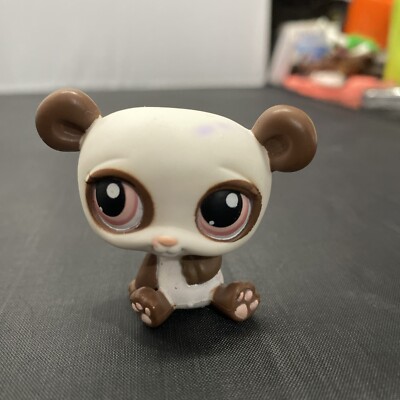 Littlest Pet Shop LPS Around The World Brown Panda #387 Pink Dot Eyes 2007