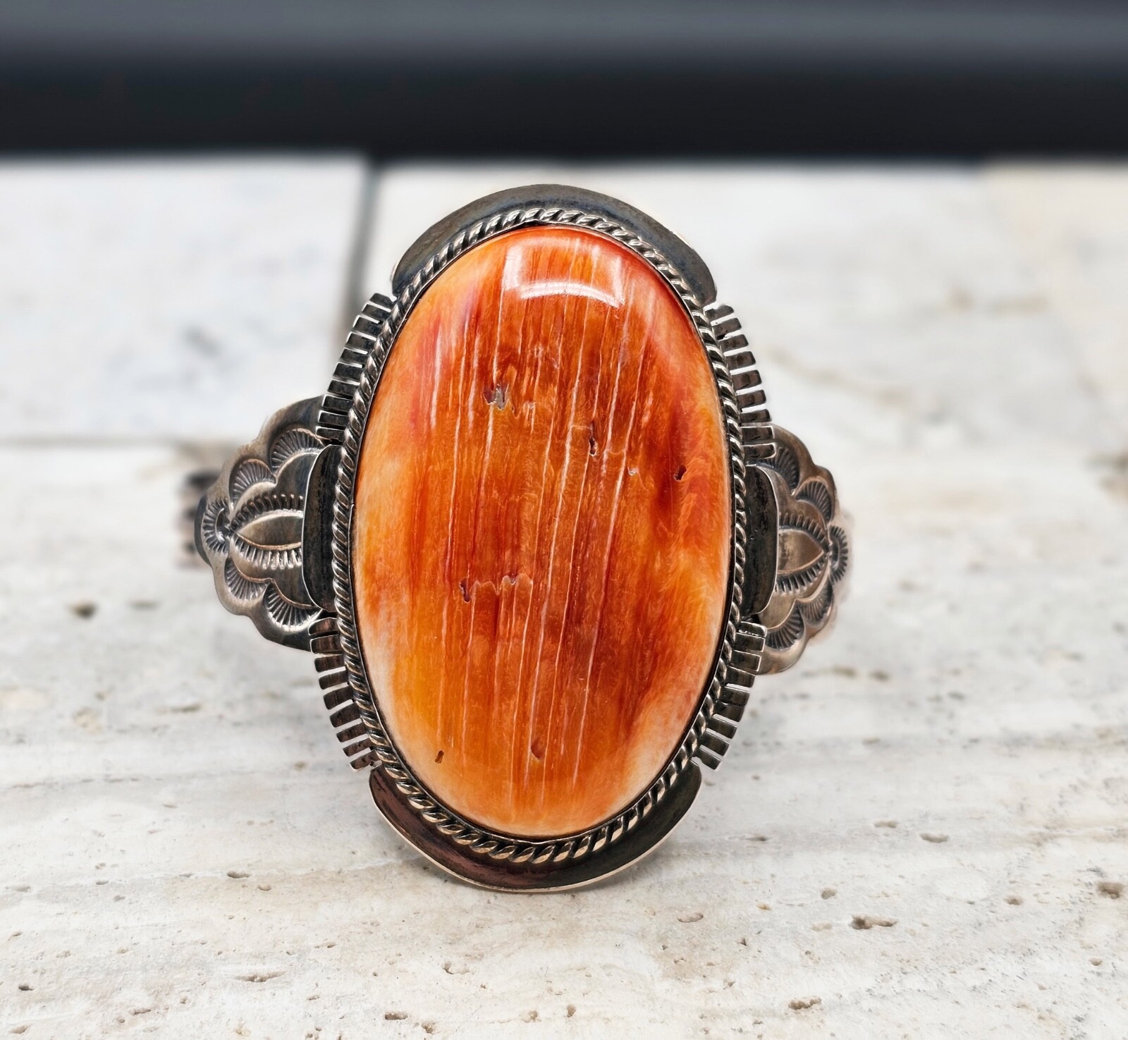 STATEMENT! Native American Sterling Silver Orange… - image 1