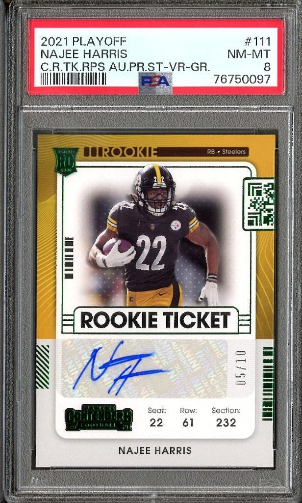 Najee Harris Panini Playoff Contenders Rookie Ticket Rps Autograph Preview Set #111 Green