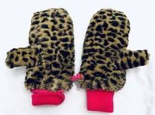 The Childrens Place Girls Mitten Leopard Print Brown Pink Gloves. Size L/XL 8 