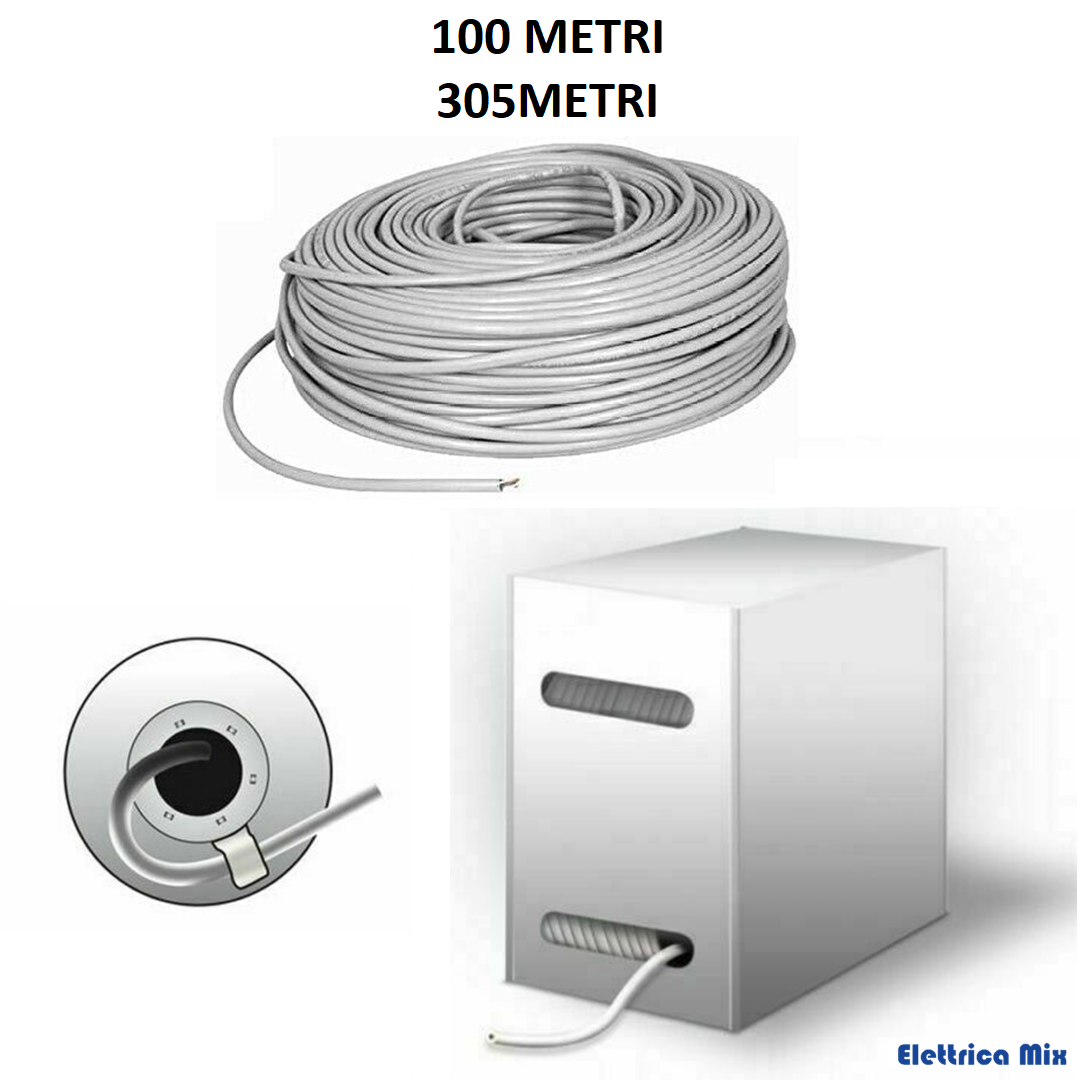 Cavo Rete UTP Cat 5E 100mt - Grigio, 4 Coppie, Per Internet E Reti LAN - Foto 5