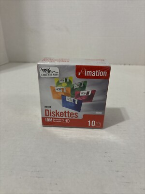 NEW IMATION 3.5'' 2HD Neon 10 Pack Diskettes 1.44MB IBM Formatted