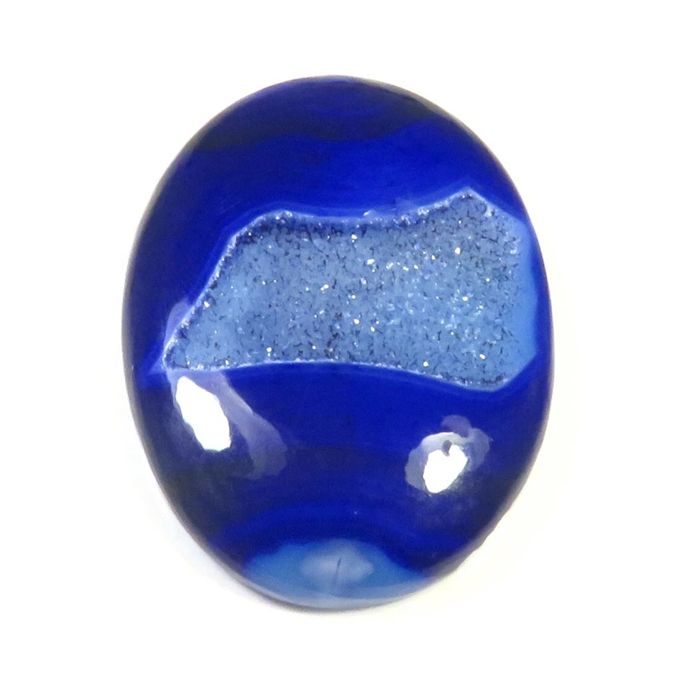 Cabujón de ágata druzy de ónix natural 50x38 mm geoda de ónix azul piedra preciosa ovalada OND-1427 Foto 4 de 4