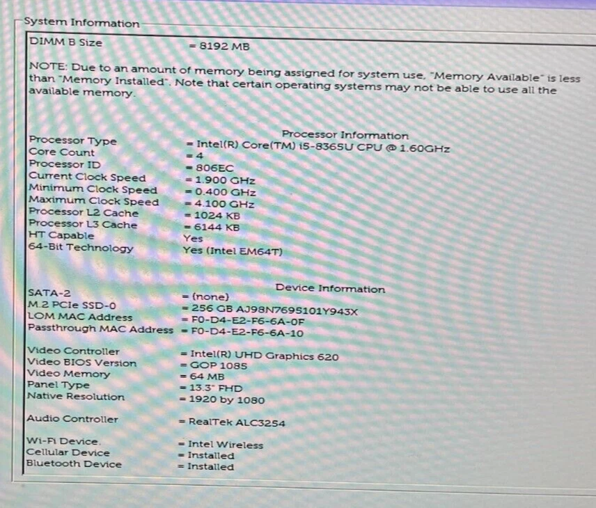 Dell Latitude 5300 13.3" Laptop - i5-8365U - 16GB RAM - 256GB SSD (OFFERS OK) - Image 3 of 4