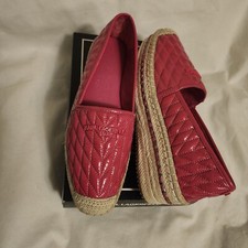 Karl Lagerfeld Paris Desta Quilted Platform Espadrilles in Pink Sz 11