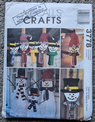 McCalls Bastelmuster 3778 Schneemann Grüße Ornamente & Wand-/Türbehang