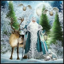 Santa Claus in the Snow - DIY Chart Counted Cross Stitch Patterns Needlework DMC