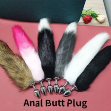 Fox Tail Plug Stainless Steel Plug Role-Play SM Bondage Insert For Couples Game