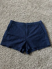 Madewell Womens Lace Navy Floral Chinco Shorts Flat Front Pocket Casual Size 0