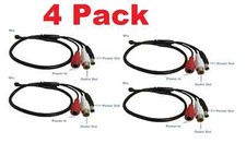 4 Pack High Sensitive Audio Mic Microphone for CCTV Security Camera Power Cable