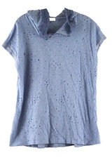 Oddy Women's Short Sleeve Perforated Hoodie Cover Up Size M Blue NWOT