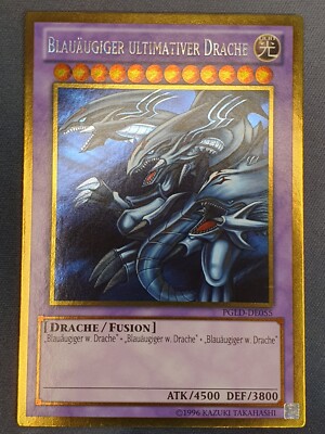 Blauäugiger Ultimativer Drache Neu Gold Rare Yugioh Deutsch PGLD Weißer Drache