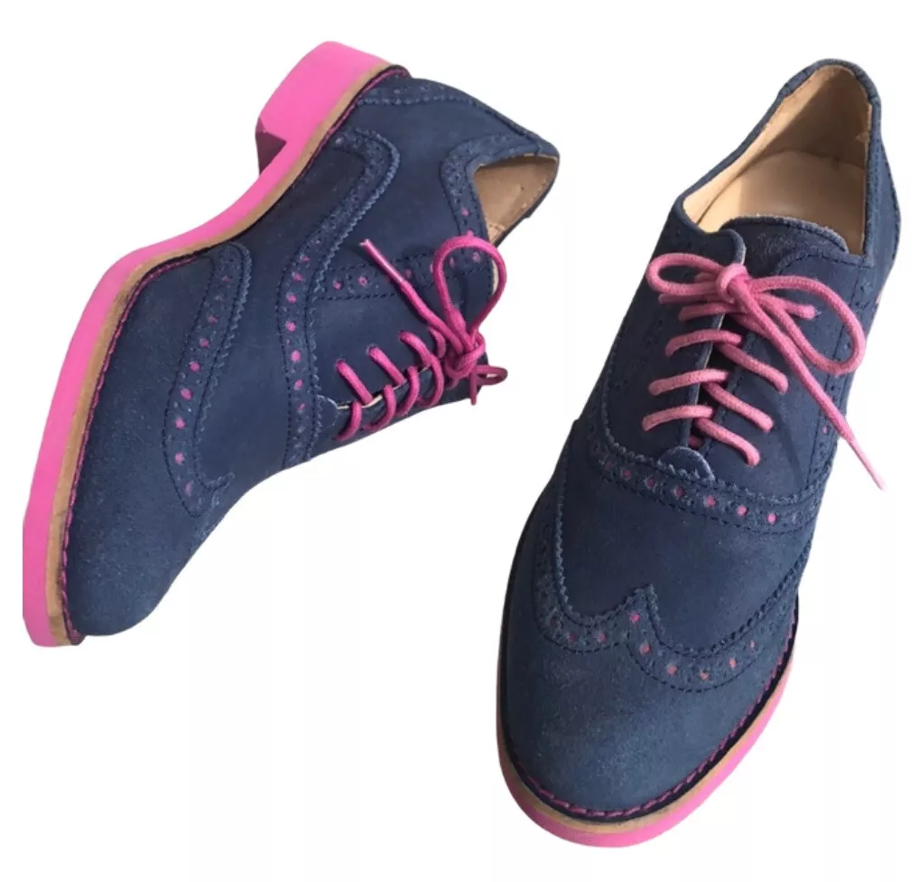 NEW without tags Cole Haan Blue Wingtip Suede Oxford Shoes Women s