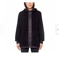 1 Madison Women's Faux Fur Sherpa Hood Jacket (black,small) Nwt