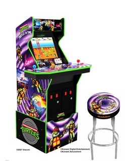 Arcade 1Up Teenage Mutant Ninja Turtles: Turtles in Time Home Arcade with Stool.