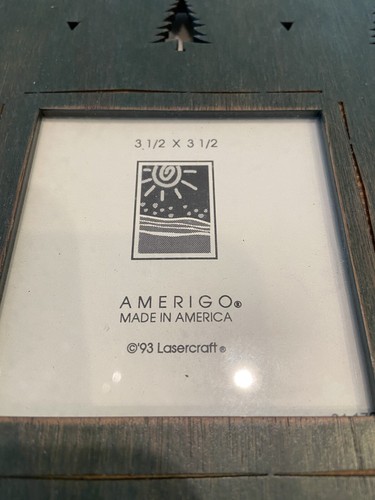 Amerigo Lasercraft Green Cut Out Trees 3.5x3.5 Wooden Picture Frame Christmas - Picture 2 of 9
