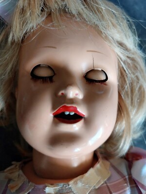 Poupée Raynal Année 50 / 60 yeux bleus et dents incrusté dans les lèvres 34 cm - Jeux & Jouets