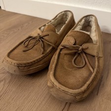 Ugg Byron Slippers Men's Size 11 Brown Suede Wool Slip On Moccasin Loafer Boho