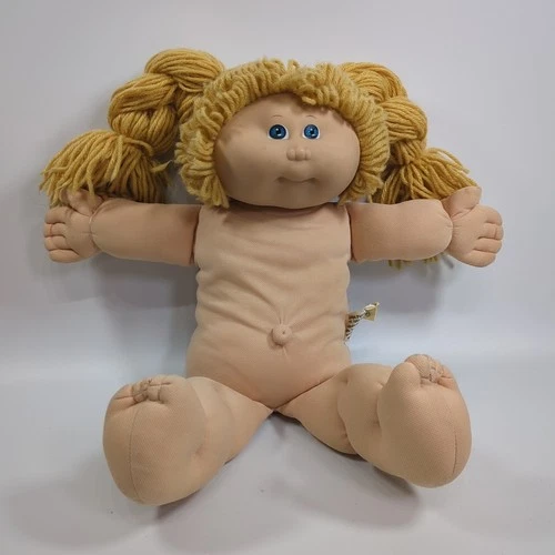 VTG 1983 Cabbage Patch Kid Girl Doll 15" Tall Blonde Hair Blue Eyes HM1