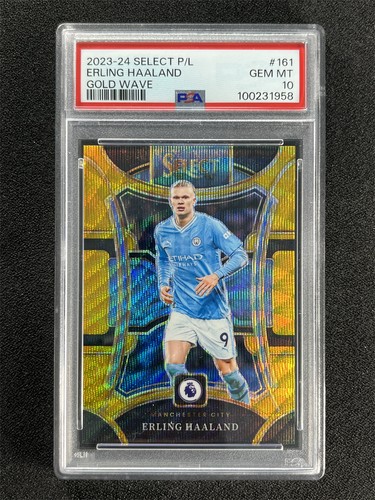 2023-24 Select Premier League Erling Haaland #161 Mezzanine Gold Wave /10 PSA 10