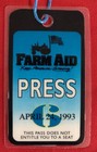 Farm Aid 1993 Laminated PRESS Pass Dave Matthews Willie Nelson Neil Young — photo 1