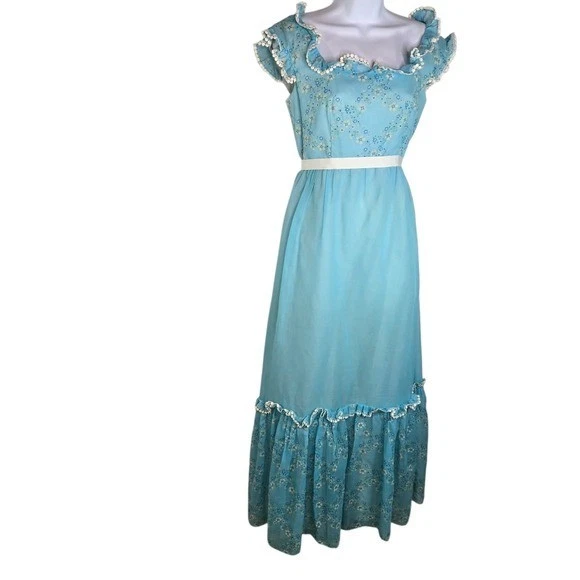 blue hippie dress Long Hippie Chic Dress in Blue main image 1