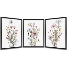 3PCS Wildflower Nursery Decor Boho Nursery Wall Art Prints Artwork Paintings for