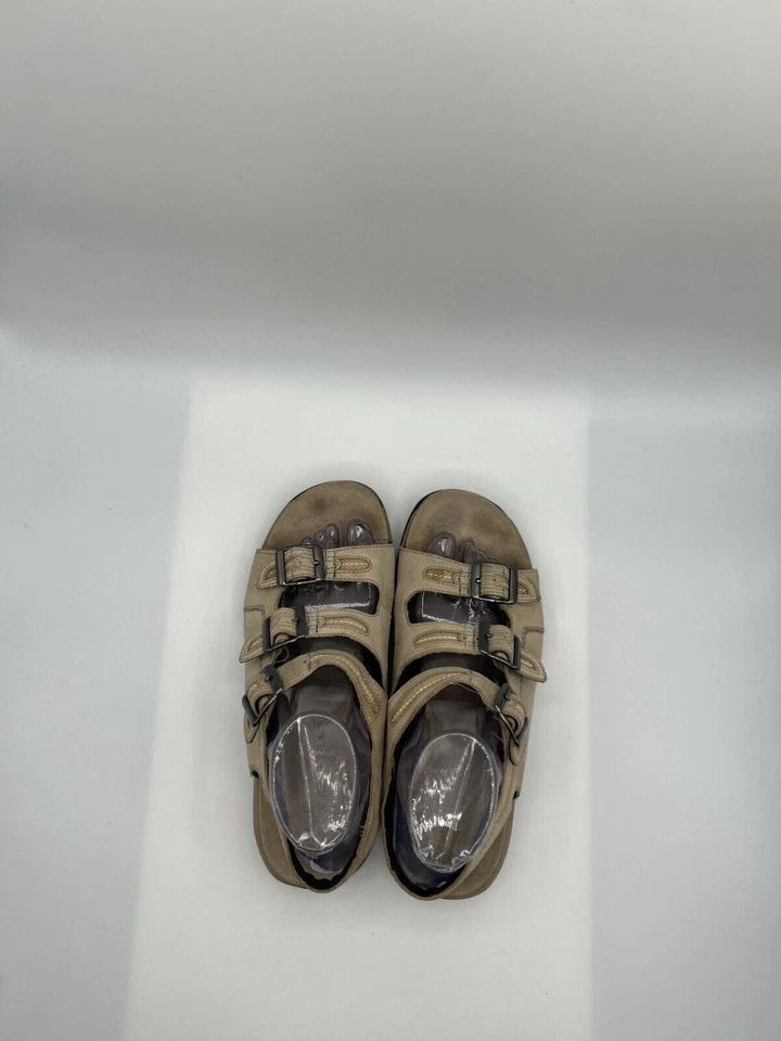 Sandalia plana Clarks Springers con cordones para mujer talla 8,5 M de cuero beige 77493 Foto 4 de 4