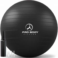 ProBody Pilates Exercise Ball - Gym Grade Stability Yoga Balance Ball w/ Pump