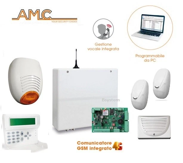 AMC ELETTRONICA AMC CENTRALE C24GSM PLUS TASTIERA K-LCD VOICE SR136 PZ2 MOUSE09 KIT